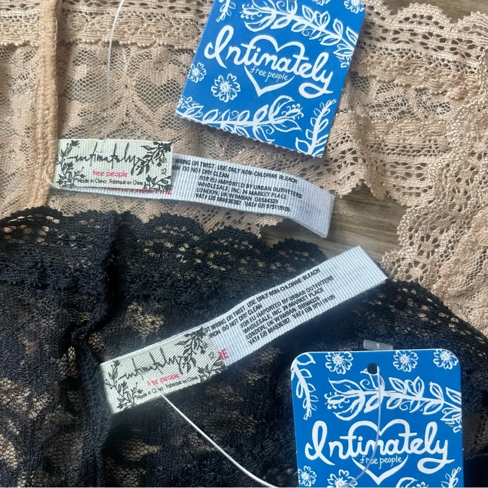 Free People Tanga Black & Nude Sheer Lace Panties Bundle